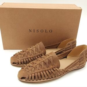 Nisolo Huarache Slip On Men’s Tobacco Leather Sandal Shoes Size 12.5